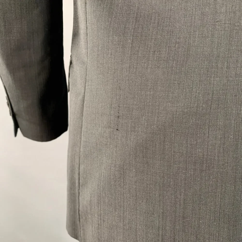J. LINDEBERG Size 40 Regular Black Grey Wool Peak Lapel Single Button Suit